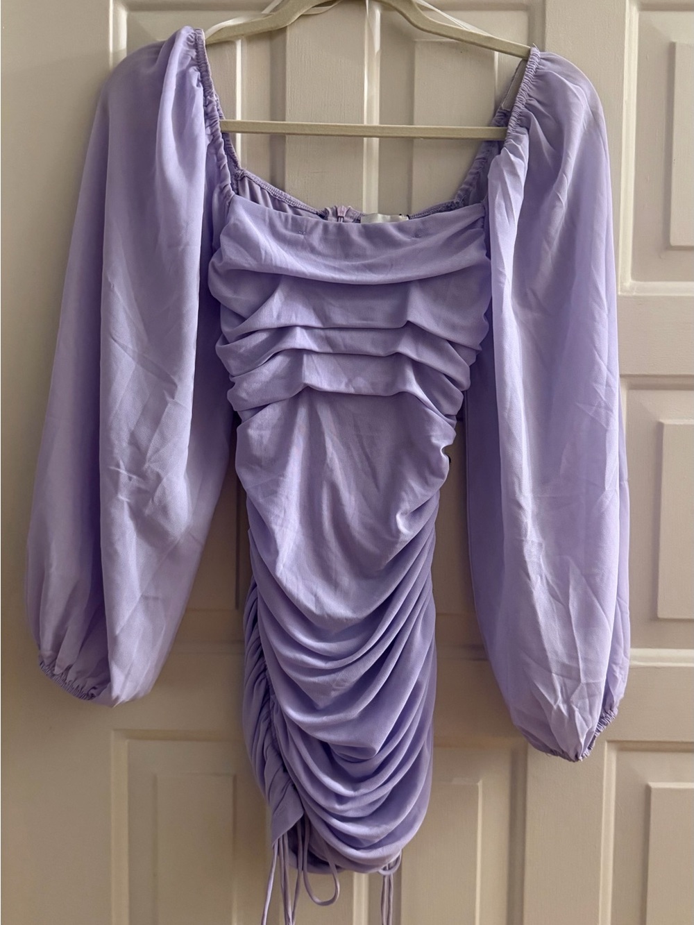 Hello Molly Lilac Ruched Mini Dress Sorority Rush HoCo XS NWT